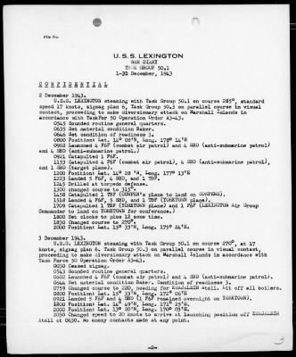 USS LEXINGTON > War Diary, 12/1-31/43