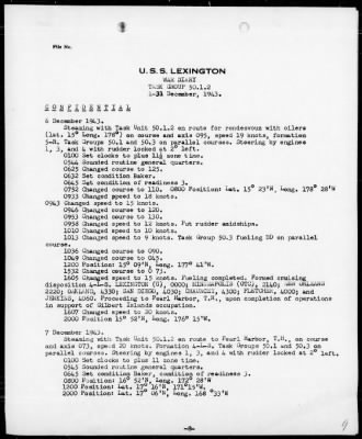 USS LEXINGTON > War Diary, 12/1-31/43