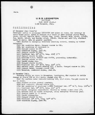 USS LEXINGTON > War Diary, 12/1-31/43