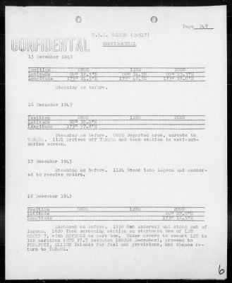 USS WALKER > War Diary, 12/1-31/43