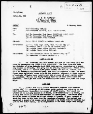 Thumbnail for USS GUEST > A/S Act Rep, 2/1/44, Green Is, Solomons