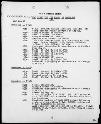 USS BREESE > War Diary, 12/1-31/43