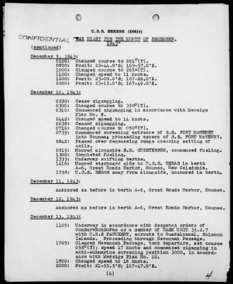 USS BREESE > War Diary, 12/1-31/43