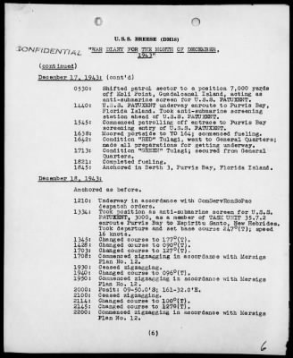 USS BREESE > War Diary, 12/1-31/43