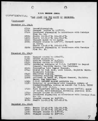 USS BREESE > War Diary, 12/1-31/43