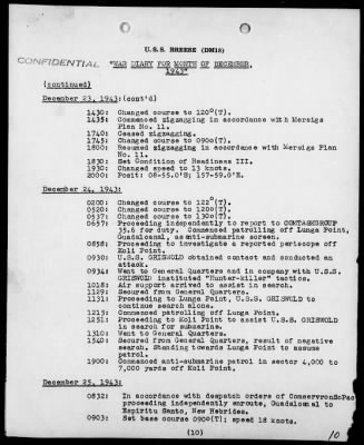 USS BREESE > War Diary, 12/1-31/43