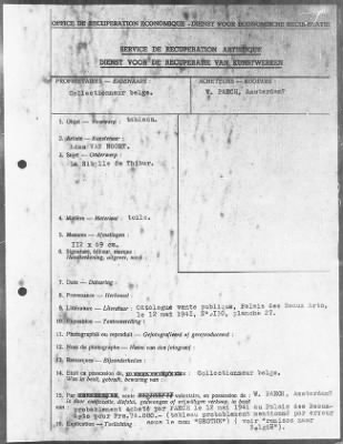 Thumbnail for Restitution Files of MFAA Section - Munich, Central Collecting Point > From: Folder 182, Claims–Belgium To: Folder 185, Claims–Belgium