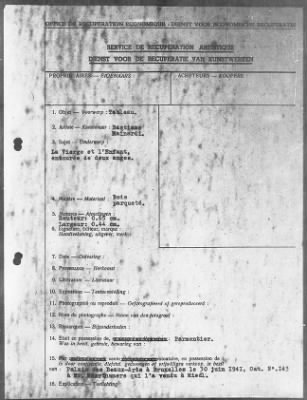 Thumbnail for Restitution Files of MFAA Section - Munich, Central Collecting Point > From: Folder 182, Claims–Belgium To: Folder 185, Claims–Belgium