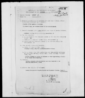 Thumbnail for Restitution Files of MFAA Section - Berlin, 1956 > Claims-Argentina, Austria, Belgium, and Czechoslovakia