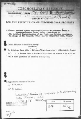 Thumbnail for Restitution Files of MFAA Section - Munich, Central Collecting Point > From: Folder 188, Claims–Czechoslovakia To: Folder 190, Claims–France