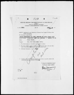 Thumbnail for Restitution Files of MFAA Section - Berlin, 1956 > Claims-France, F422-F193a