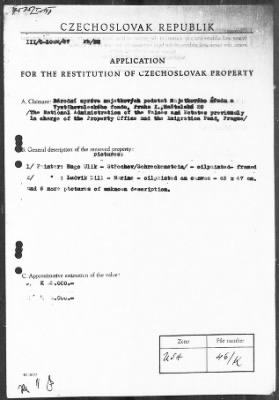 Thumbnail for Restitution Files of MFAA Section - Munich, Central Collecting Point > From: Folder 188, Claims–Czechoslovakia To: Folder 190, Claims–France