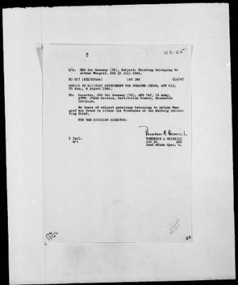 Thumbnail for Restitution Files of MFAA Section - Berlin, 1956 > Claims-Norway, Palestine, Poland, Rumania, Switzerland, USA