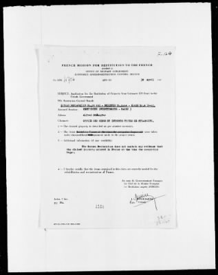 Thumbnail for Restitution Files of MFAA Section - Berlin, 1956 > Claims-France, F422-F193a