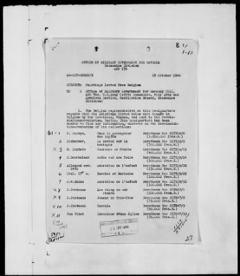 Thumbnail for Restitution Files of MFAA Section - Berlin, 1956 > Claims-Argentina, Austria, Belgium, and Czechoslovakia