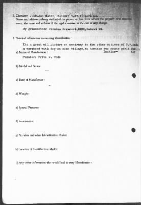 Thumbnail for Restitution Files of MFAA Section - Munich, Central Collecting Point > From: Folder 188, Claims–Czechoslovakia To: Folder 190, Claims–France