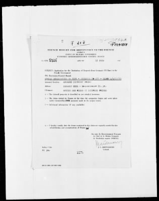 Thumbnail for Restitution Files of MFAA Section - Berlin, 1956 > Claims-France, F422-F193a