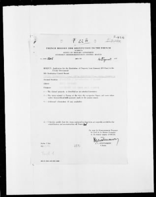 Thumbnail for Restitution Files of MFAA Section - Berlin, 1956 > Claims-France, F422-F193a