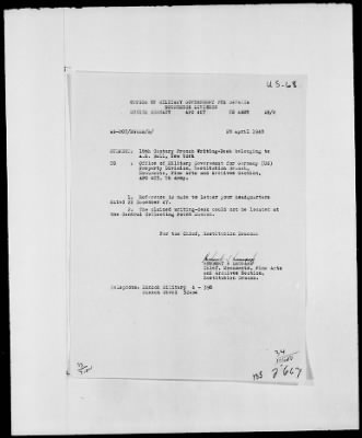 Thumbnail for Restitution Files of MFAA Section - Berlin, 1956 > Claims-Norway, Palestine, Poland, Rumania, Switzerland, USA