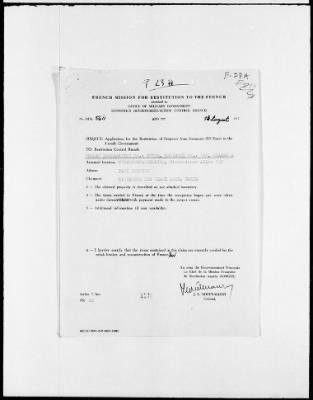 Thumbnail for Restitution Files of MFAA Section - Berlin, 1956 > Claims-France, F422-F193a