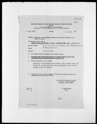 Thumbnail for Restitution Files of MFAA Section - Berlin, 1956 > Claims-France, F422-F193a