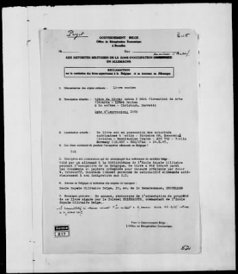 Thumbnail for Restitution Files of MFAA Section - Berlin, 1956 > Claims-Argentina, Austria, Belgium, and Czechoslovakia