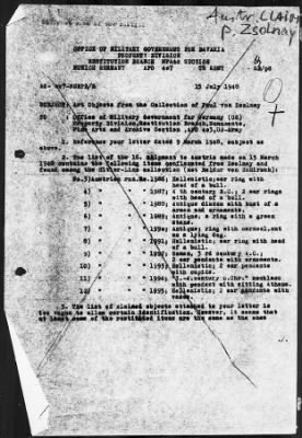 Thumbnail for Restitution Files of MFAA Section - Munich, Central Collecting Point > From: Folder 178, Claims–Austria To: Folder 180, Claims–Austria