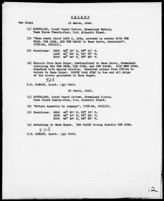 USS NORTHLAND > War Diary, 3/1/43 to 5/31/43