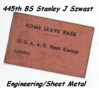 Rome pass for R and R, July, 1944 (Italy)