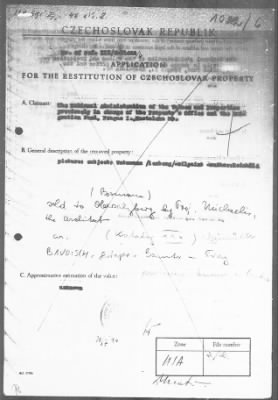 Thumbnail for Restitution Files of MFAA Section - Munich, Central Collecting Point > From: Folder 186, Claims–Czechoslovakia To: 188, Claims–Czechoslovakia