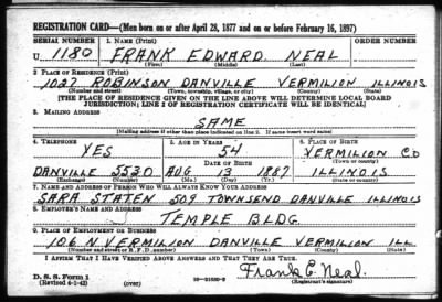 Thumbnail for Frank Edward > Neal, Frank Edward (1887)