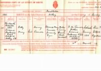 Birth Certificate of Betty May Moore
