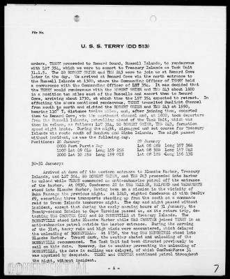 USS TERRY > War Diary, 1/1-31/44