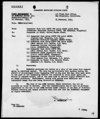 Thumbnail for USS RINGGOLD > Act Rep, 1/31/44 to 2/1/44, Marshall Islands