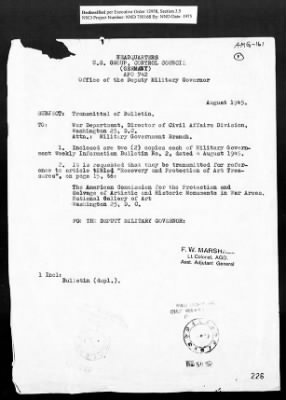 Thumbnail for MFAA Field Reports > ETO Military Government - Weekly Information Bulletin #2, August 4, 1945 [AMG-161]