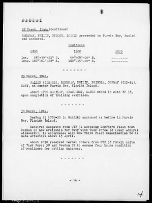 COMDESRON 22 > War Diary, 2/28/44 to 3/31/44