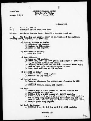 NATC STRINGER BAY, NEW GUINEA > War Diary, 11/1/43 to 3/31/44