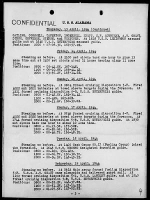 Thumbnail for USS ALABAMA > War Diary, 4/1-30/44