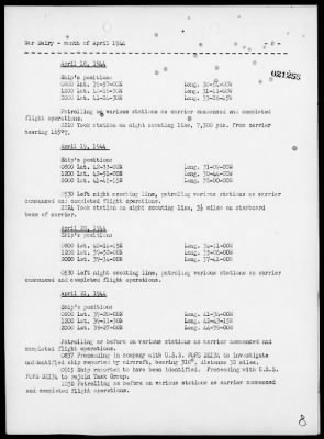 USS PILLSBURY > War Diary, 4/1-30/44