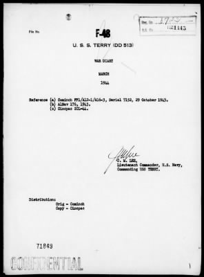 USS TERRY > War Diary, 3/1-31/44