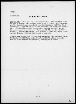 Thumbnail for USS HALLIGAN > War Diary, 3/1-31/44