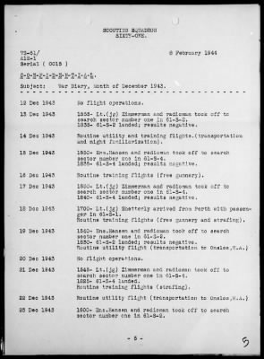 VS-61 > War Diary, 12/1-31/43