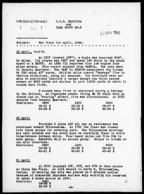 USS SARATOGA > War Diary, 4/1-30/44