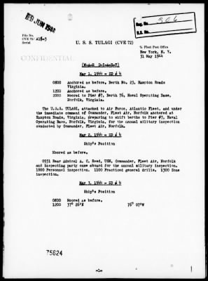 USS TULAGI > War Diary, 5/1-31/44