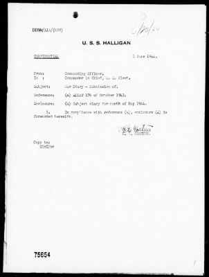 Thumbnail for USS HALLIGAN > War Diary, 5/1-31/44