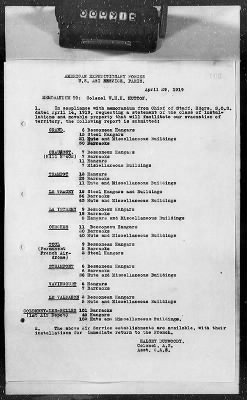 Q: Air Service Liquidation > 5: Monthly Reports on AEF Air Service Liquidation and Demobilization, Nov 1918-Mar 1919