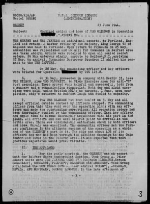 Thumbnail for USS GLENNON > Rep On Ops During Invasion of France, 6/6-8/44, Striking of Mine on 6/8/44, Salvage Ops 6/8-10/44 & Sinking of on 6/10/44