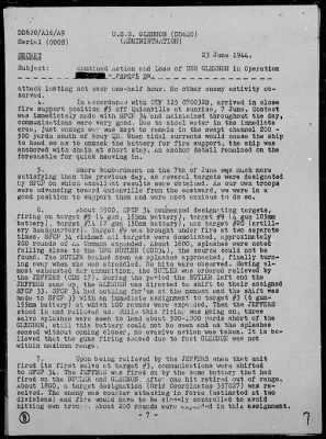 USS GLENNON > Rep On Ops During Invasion of France, 6/6-8/44, Striking of Mine on 6/8/44, Salvage Ops 6/8-10/44 & Sinking of on 6/10/44