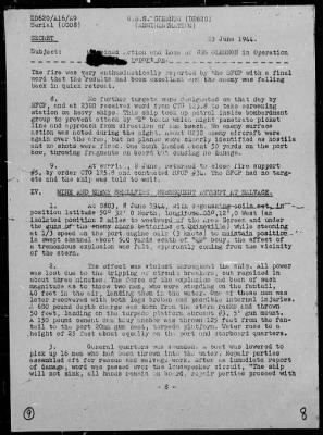 USS GLENNON > Rep On Ops During Invasion of France, 6/6-8/44, Striking of Mine on 6/8/44, Salvage Ops 6/8-10/44 & Sinking of on 6/10/44