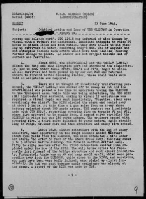 USS GLENNON > Rep On Ops During Invasion of France, 6/6-8/44, Striking of Mine on 6/8/44, Salvage Ops 6/8-10/44 & Sinking of on 6/10/44